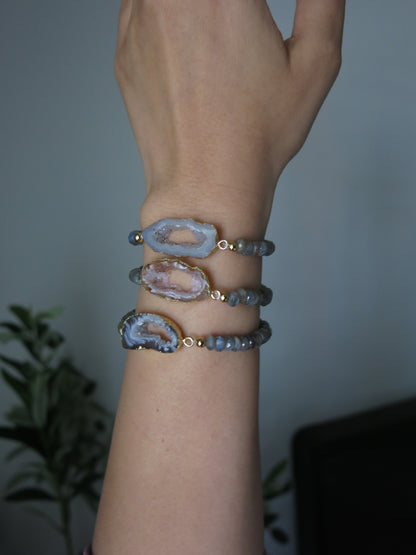 Pick your Bracelet- Slice of the Cosmos Labradorite and Agate Bracelet