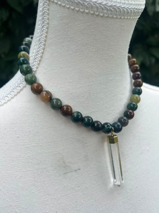 RAINY DAY FLASH SALE- Big n Sexy- Agate Necklace with large quartz point