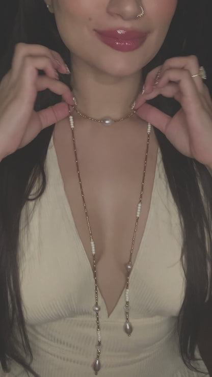 Aphrodite's Muse- Sevayya Wrap Necklace Freshwater Pearls