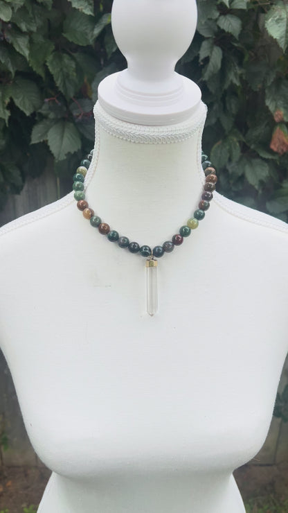 RAINY DAY FLASH SALE- Big n Sexy- Agate Necklace with large quartz point